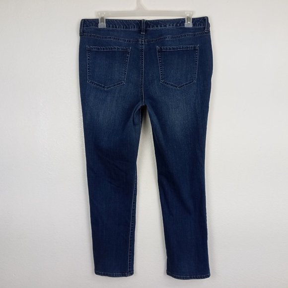 Charter Club Lexington Straight Jeans Women's Size 18 Faux-Pearl-Stud Tummy Pane - Picture 4 of 16
